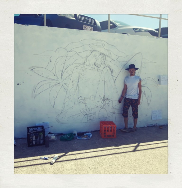 2019 – Vintage Surfer Disco Tropical Saint - Quentin Celeste - artist with sketch